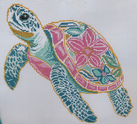 Colorful Turtle with Floral Shell