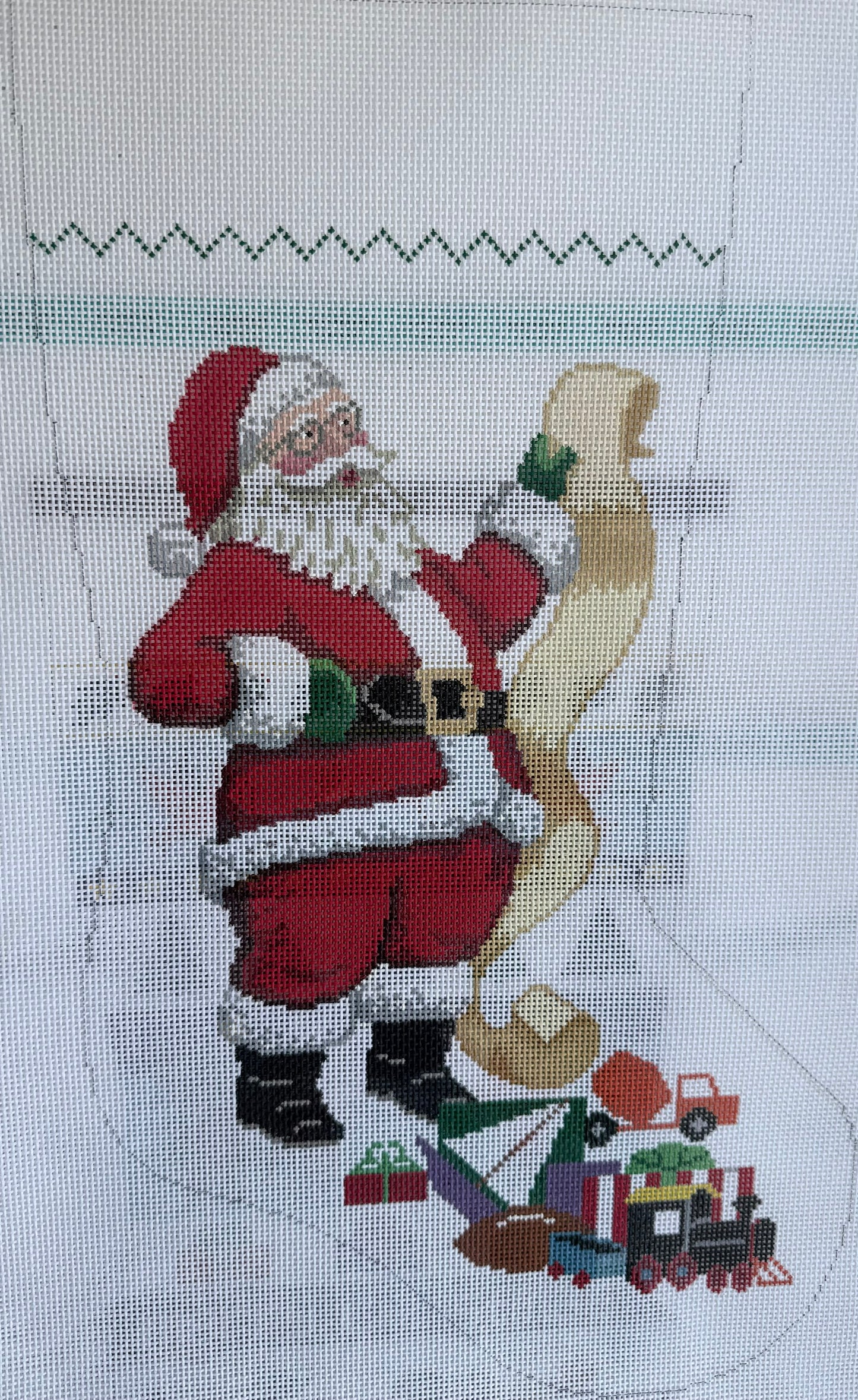 Santa Stocking with List and Toys