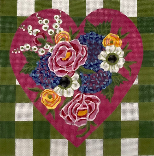 Gingham Floral Heart