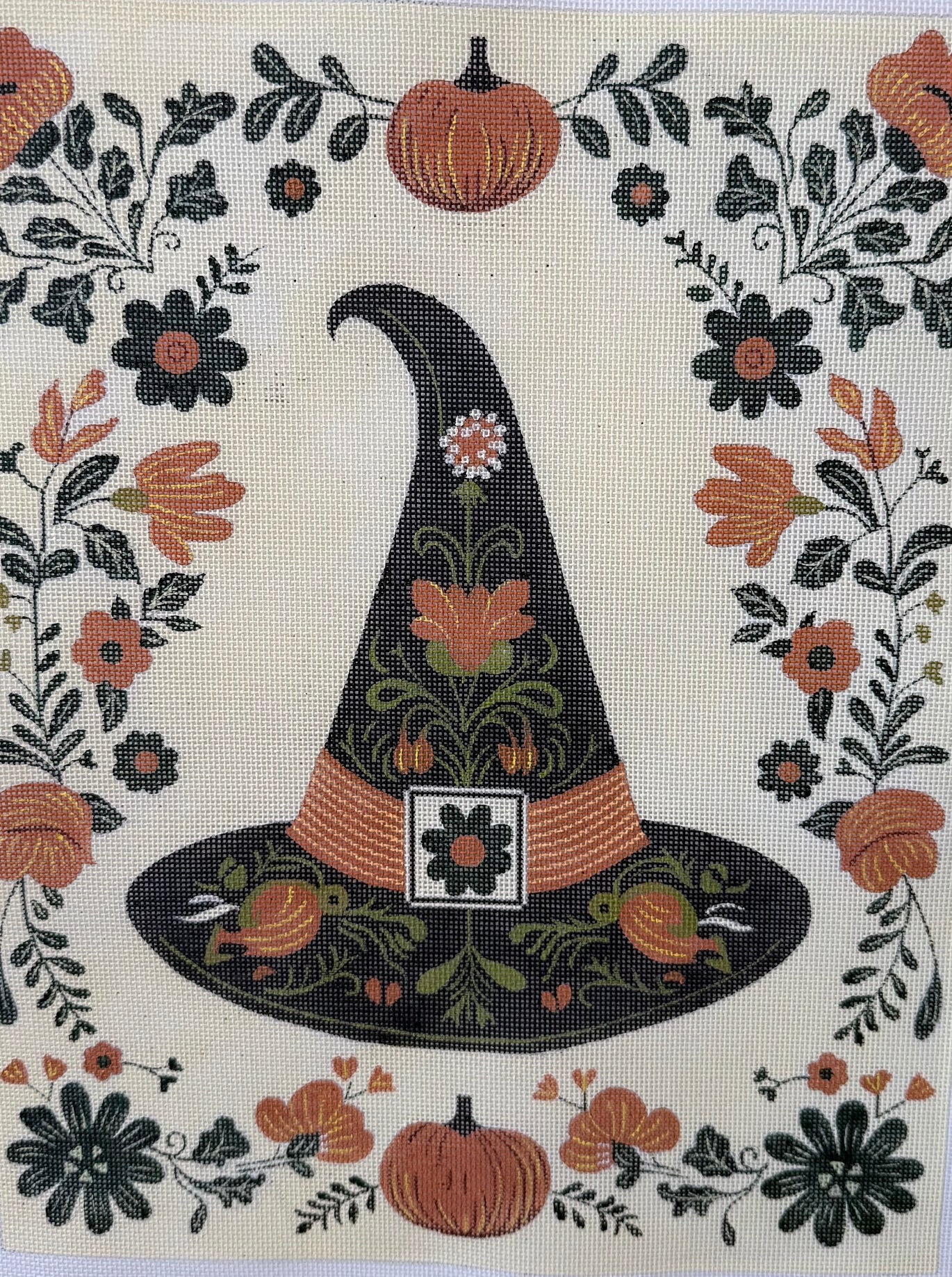 Witch's Hat with Pumpkins and Flowers