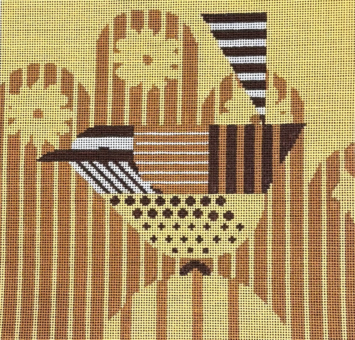 Abstract Geometric Bird in Browns and Yellows