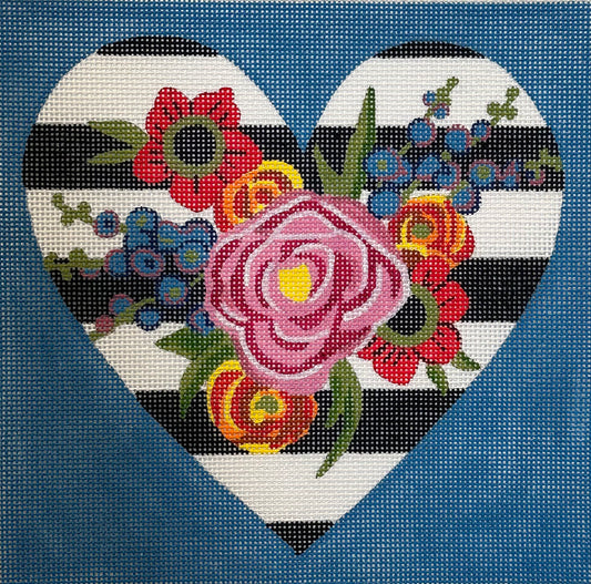Striped Floral Heart