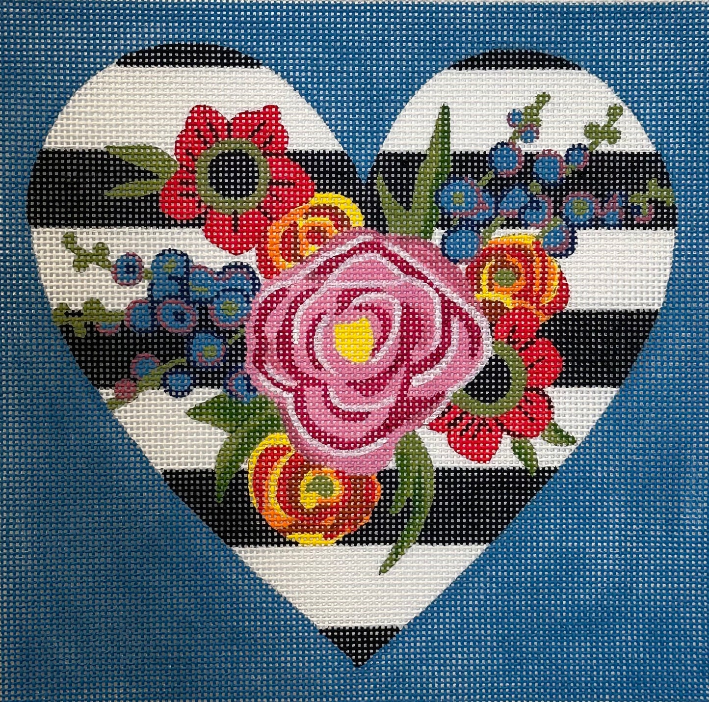 Striped Floral Heart