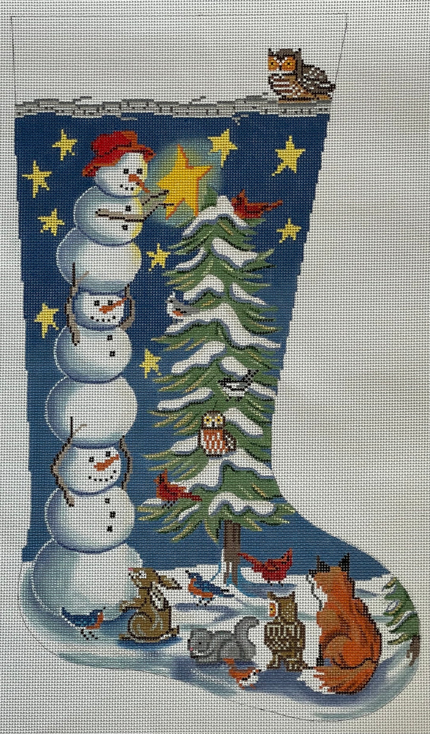 Stacked Snowmen Stocking