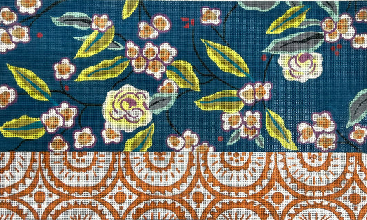 Blue Floral Meets Orange Paisley