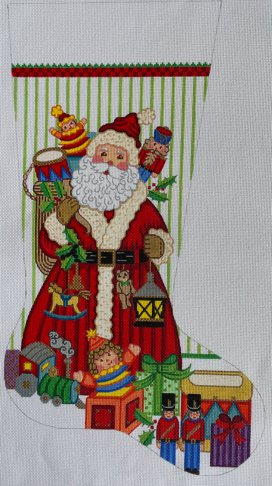 Green Stripe Santa Stocking