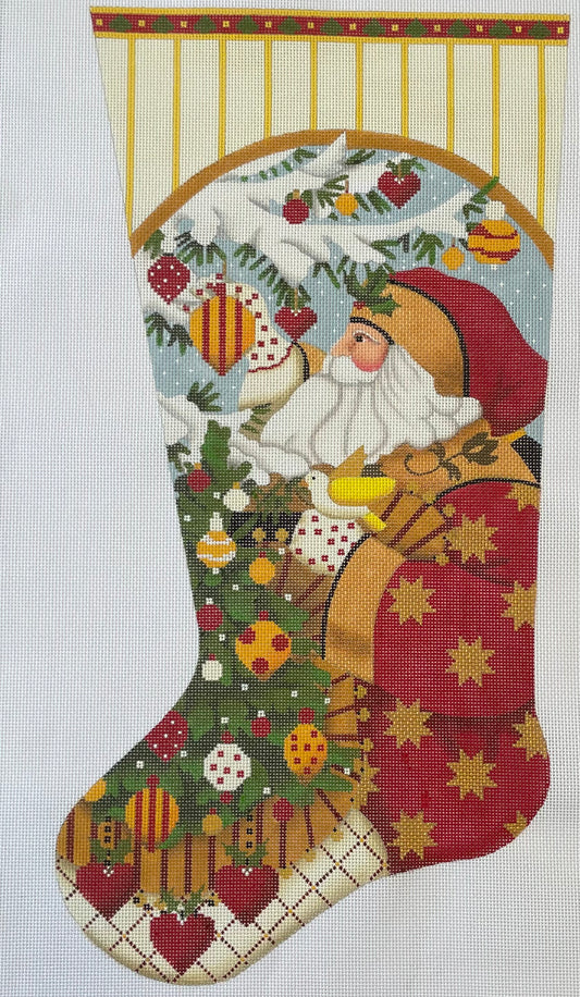 Yellow Striped Santa Stocking