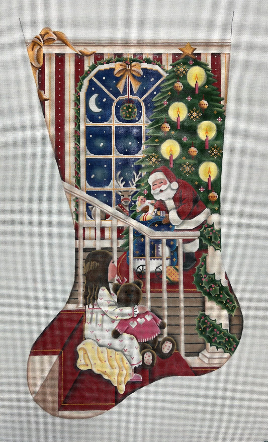 Girl Watching Santa Stocking