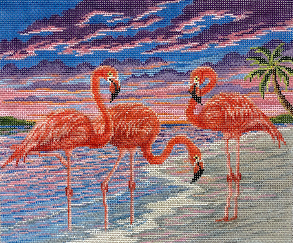 Sunset Flamingos